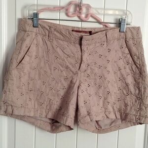 One 5 one tan beige light brown embroidered eyelets summer shorts size 4